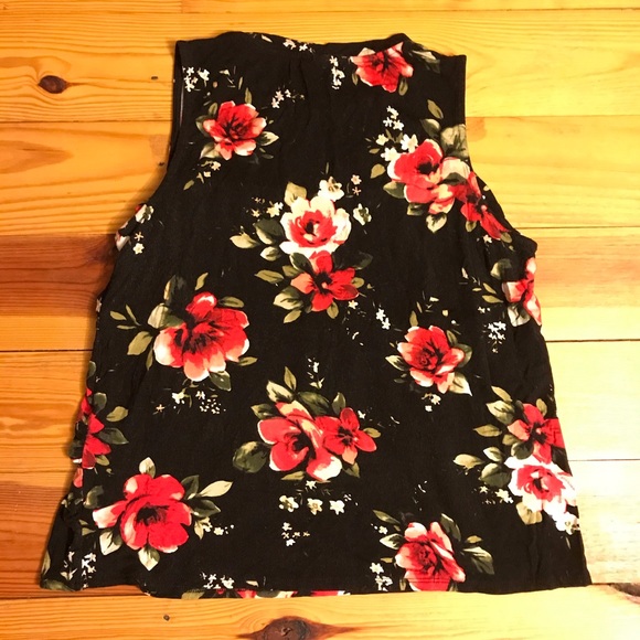 🌸5/$30🌸 Bobeau Floral Ruffle Tank Top, EUC, L - Picture 9 of 10